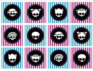 Details about Printable Monster High Character Skulls Cupcake Toppers