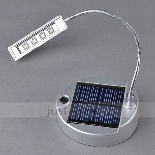 Solar Energy USB Powered 4 LED Flexible Desk Reading Light PC Laptop Lamp White