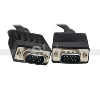 New Black 50 ft VGA SVGA LCD Monitor Projector Cable Male to Male for PC Laptop