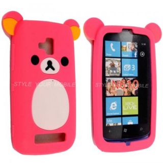 For Nokia Lumia 610 Pink Cartoon Style Rubber Silicone Case Cover
