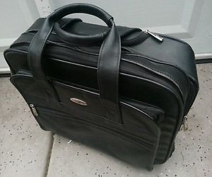 Samsonite Rolling Wheeled Carry on Leather Laptop Computer Luggage Bag Case