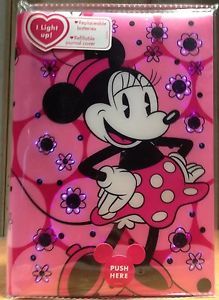 Disney Parks Pink Minnie Mouse Light Up Journal Writing Notebook Lights Pencil