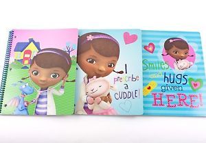 3 Disney Doc McStuffins School Spiral Notebooks Supplies 50 Sheets Girls Lambie