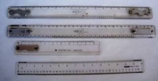 Lot 9 Vintage Rulers 3 Sided Triangular Carpenters Square Drafting Machine Arms