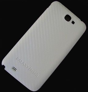 White Carbon Fiber Battery Door Back Cover Case Samsung Galaxy Note 2 II N7100