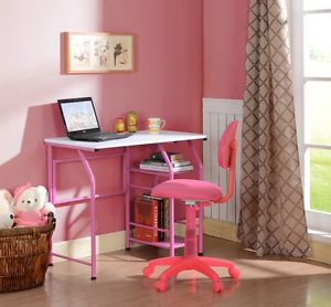 Kings Brand Pink White Kids Children's Workstation Computer Desk Table New