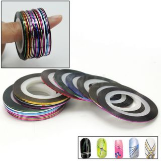 Women 30pcs Mixed Colors Roll Striping Tape Line Nail Art Decoration Sticker New