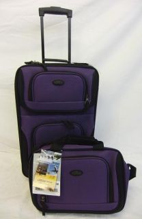 US Traveler Rio Two Piece Expandable Carry on Luggage Set Purple