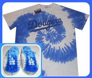 Los Angeles Dodgers Majestic Tie Dye Shirt Slippers