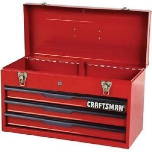 Tool Box Portable Toolbox Storage Contractor Mechanic Chest Metal Vintage Red