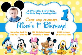 Mickey Mouse Clubhouse Boy Birthday Shower Party Custom Invitation Printable