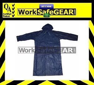 Rain Coat Jacket PVC Blue Protective WorkWear Wet Weather Gear Safety WorkWear