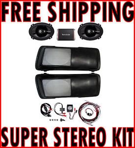 Yaffe Super Stereo Kit 6x9 Speaker 300 Watt Amplifier Saddlebag Lids Harley FLHR