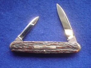 Vintage Fabyan Knife Co Carbon Steel Sample Pocket Knife Stag Horn Scales