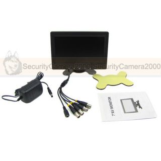 7 inch LCD Monitor High Resolution w 4CH Video Quad Processor for CCTV Security