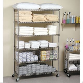 Commercial Metal Steel Rolling Storage Shelving Rack Chrome Wire Shelf 3" Caster