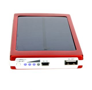 10000mAh Solar Power USB Charger for I Pad iPhone Samsung Smartphones Red