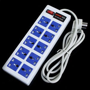 Universal 10 Outlet Power Strip Surge Protector Circuit Breaker 1 8M 100 250V