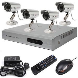 High End 4CH Home Video Surveillance CCTV DVR Security System 4 Outdoor Camera
