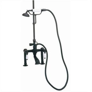 Elizabethan Classics Deck Mount Tub Faucet with Hand Shower and Porcelain Lever Handles for Shower System