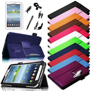 Samsung Galaxy Tab 3 7 7 0" inch Tablet Leather Case Cover Stand Accessories