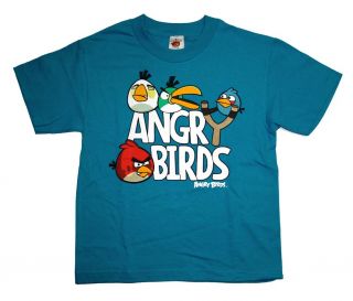 Angry Birds Slingshot Logo Rovio Mobile Video Game Youth T Shirt Tee