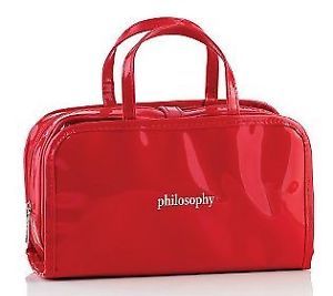 Philosophy Red Patent Makeup Cosmetic Organizer Travel Bag Case Removablesection