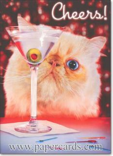 Martini Cat Stand Out Pop Up Birthday Card Greeting Card by Avanti Press