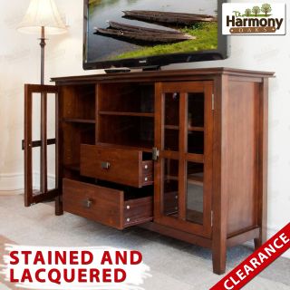 TV Stand Entertainment Center Console Media Wood Finish Cherry Cabinet Brand New