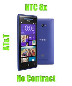 Excellent HTC Windows Phone 8x 8GB Blue at T Smartphone Net 10 4G LTE A