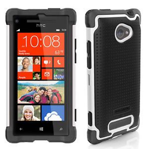 Black White Ballistic SG Series Rugged Case for HTC 6990 Windows Phone 8x