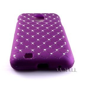 Purple Rubber Diamond Bling Cover Case Samsung Galaxy S2 Epic Touch 4G