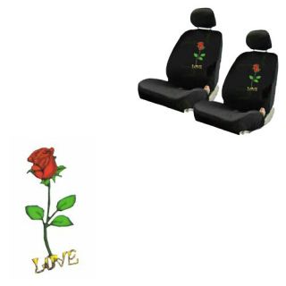 Rose Love Flower Seat Covers Set Floor Mats Car SUV Truck Van