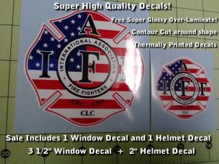 IAFF Firefighter Decals Set X2 Super High Quality Includes Lamination USA Flag