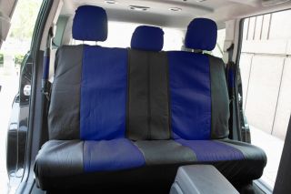 8PC Oxgord Blue PU Faux Leather Low Back Rear Bench Truck Seat Cover