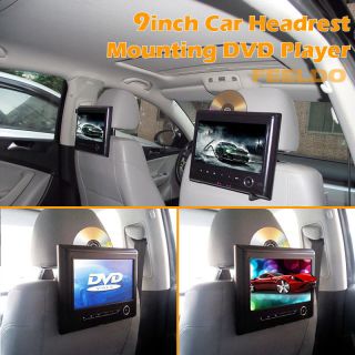 Black 9inch Car Headrest Mounting DVD Player with USB SD Slot Games 4301