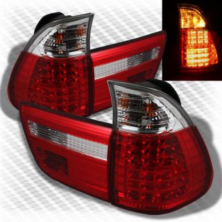 00 06 BMW E53 x5 LED Red Clear Tail Lights Lamps Rear Brake Pair Taillights Set