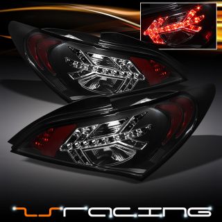 Fit 2010 2012 Genesis Coupe 2 Door w Sharp LED Black Housing Tail Brake Lights