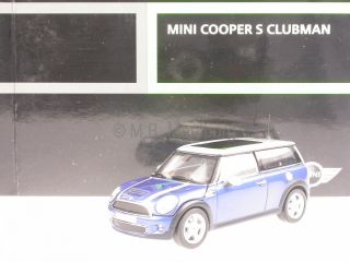 Mini Cooper s Clubman Blue Diecast Model Car Minichamps 1 43