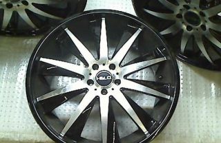 Lot of 4 Helo HE851 Gloss Black Wheels with Machined Face 22x8 5" 5x114 3mm