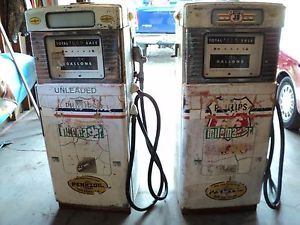 Matched Pair 1950's Wayne 505 Gas Pumps Easy Restoration Antique Car Gas Pump