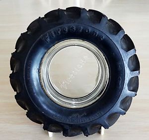 Firestone Champion Tractor Tire Ashtray Gum Dipped Deep Tread Rubber Glass