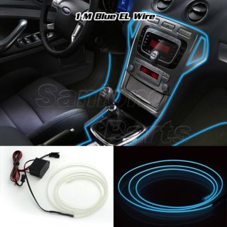 1M Flexible Neon Light LED El Wire Car Light with 12V Inverter Light Blue