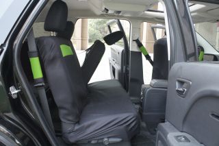 16pc Set Green Black Auto Car Seat Covers FREE Steering Wheel Belt Pad