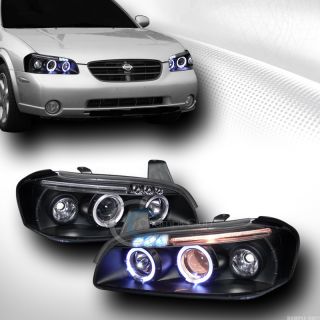 Blk DRL LED Halo Rims Projector Head Lights Lamps Signal 2000 2001 Nissan Maxima