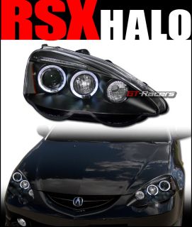 Blk DRL LED Halo Rims Projector Head Lights Signal 2002 2004 Acura RSX DC5 Type