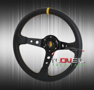 Nissan 350mm 6 Bolt Deep Dish Racing Steering Wheel JDM Advanced Horn Badge