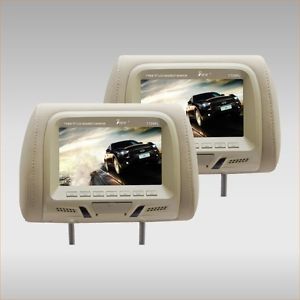 TView T726PLTAN Pair of Tan Universal 7" Car Seat Headrest LCD Monitors Screens