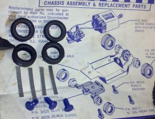 1 32 Strombecker Slot Car Tires Braids and Body Pins