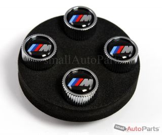 4 BMW Genuine M Logo Chrome ABS Tire Wheel Stem Air Valve Caps Covers Set